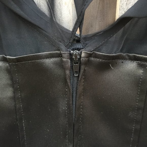 KM Collections black satin corset style beaded top - size 12P - Picture 4 of 6